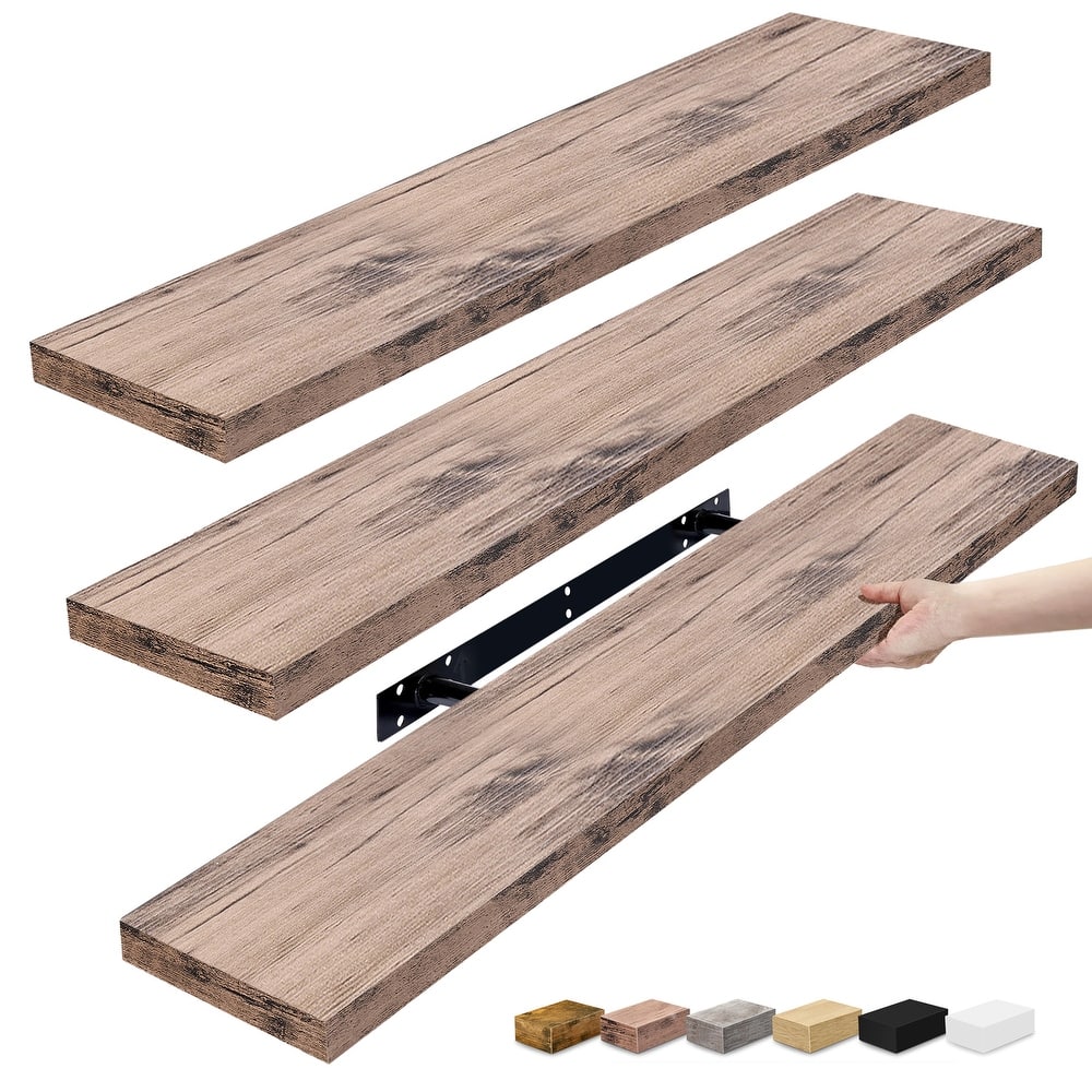 Sorbus Long Floating Shelves Set of 3, Large Faux Wood Wall Mounted Floating Shelves - 35” L x 9” W x 1.5” H