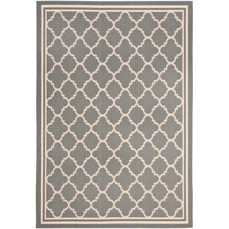 SAFAVIEH Courtyard Kristelle Indoor/ Outdoor Waterproof Patio Backyard Rug - 5'3" x 7'7" - Anthracite/Beige