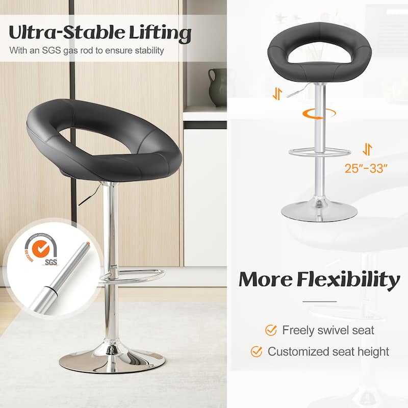 Gymax Set of 4 Adjustable Bar Stools Swivel Pub Chairs Barstools PU - See Details