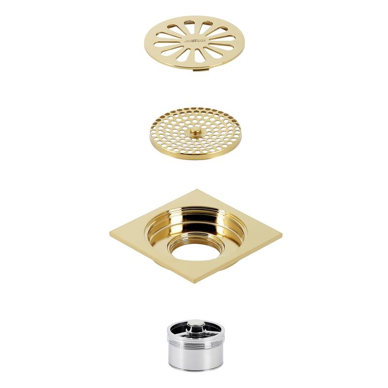 Kingston Brass Watercourse Sunburst 4" Square Grid Shower Drain