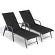 preview thumbnail 42 of 81, Outdoor Patio Lounger Aluminum Adjustable Chaise Lounge Chairs with Arms (Set of 2/4) - See Picture Black, 2PCS