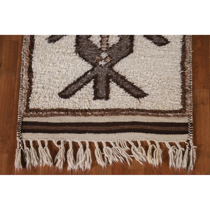 Vegetable Dye Kurdish Turkish Runner Rug Handmade Wool Carpet - 3'1"x 12'4"
