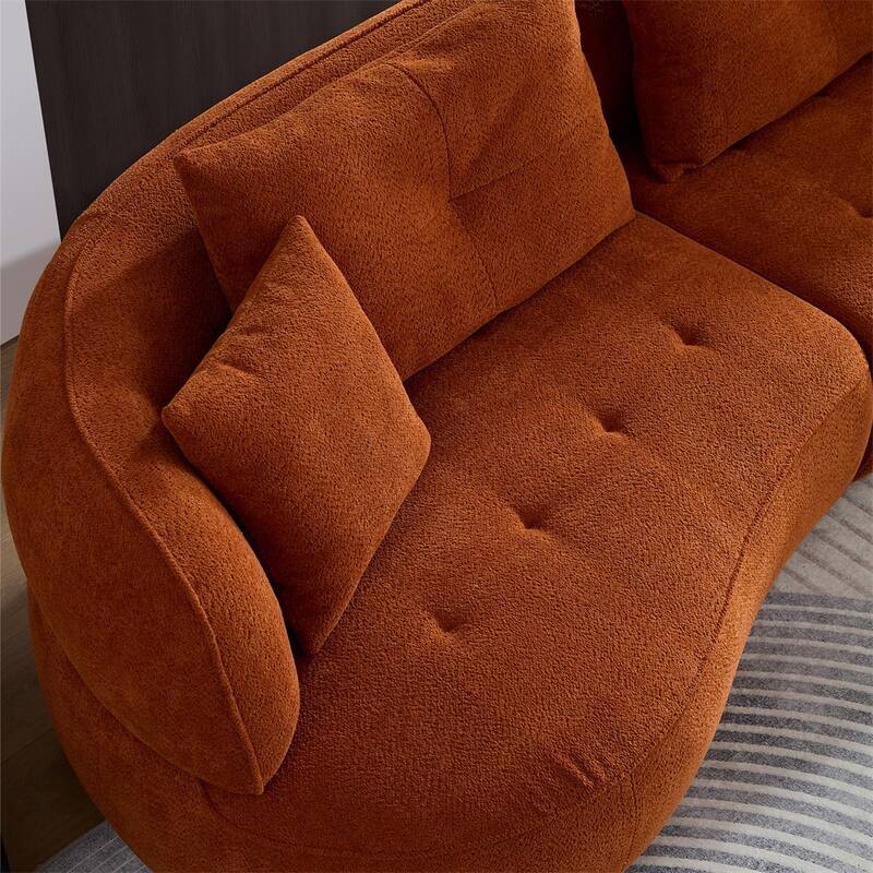 Fabric Sectional Sofa w/ Removable Pillows, High Density Sponge Filler