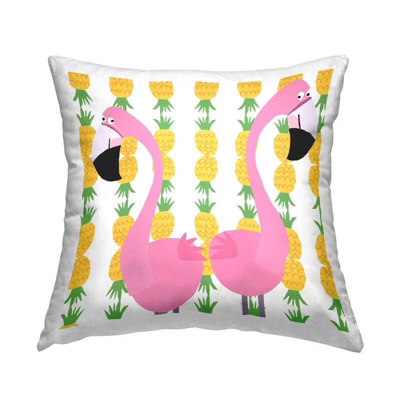 Stupell Tropical Pineapples with Flamingos Printed Throw Pillow Design by Carla Daly
