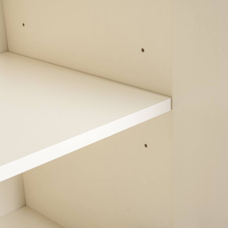 Modern Elegant Sideboard 4-Door Arched Recessed Buffet Cabinet, for Living Room, Entryway and Study, Beige