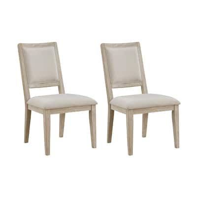 Verdugo White Washed and Beige Armless Dining Side Chair (Set of 2)