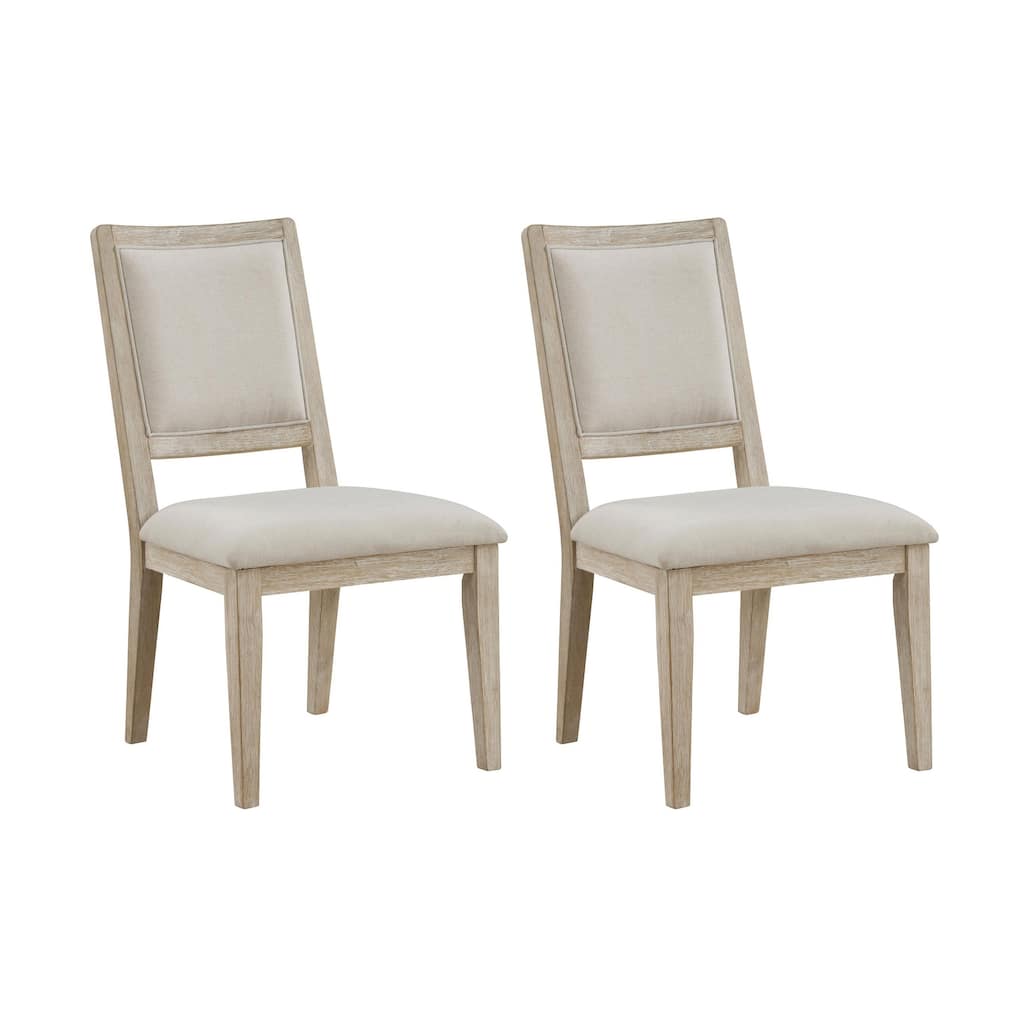 Verdugo White Washed and Beige Armless Dining Side Chair (Set of 2)