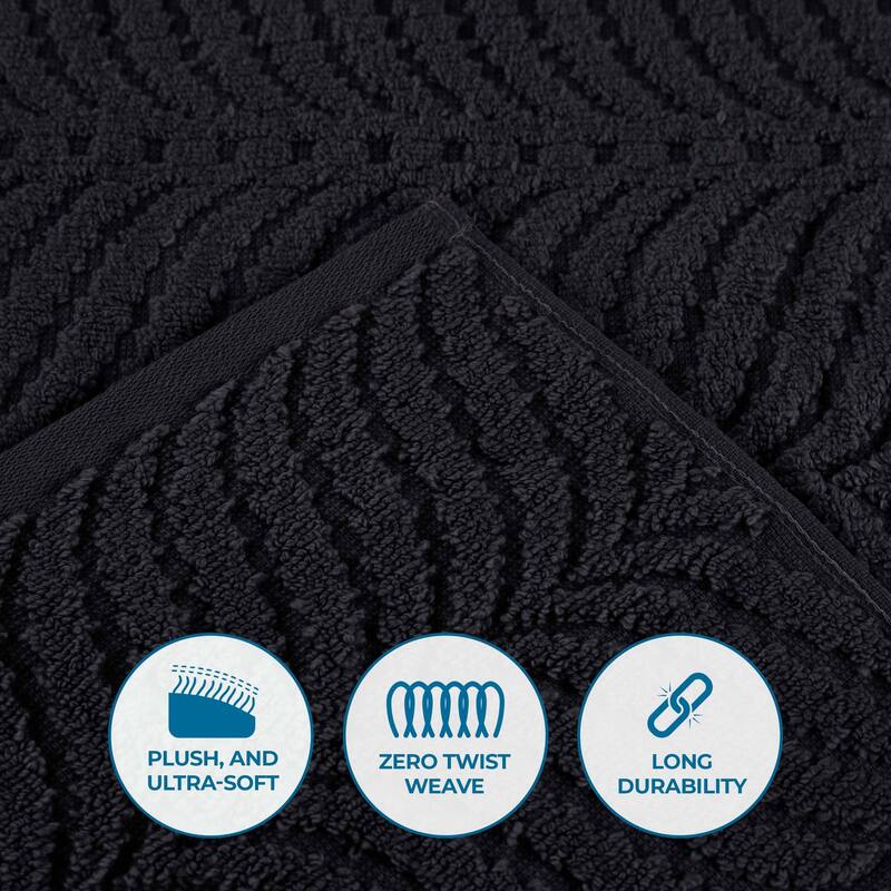 Superior Chevron Zero Twist Solid and Jacquard Cotton Bath Sheet Set of 2