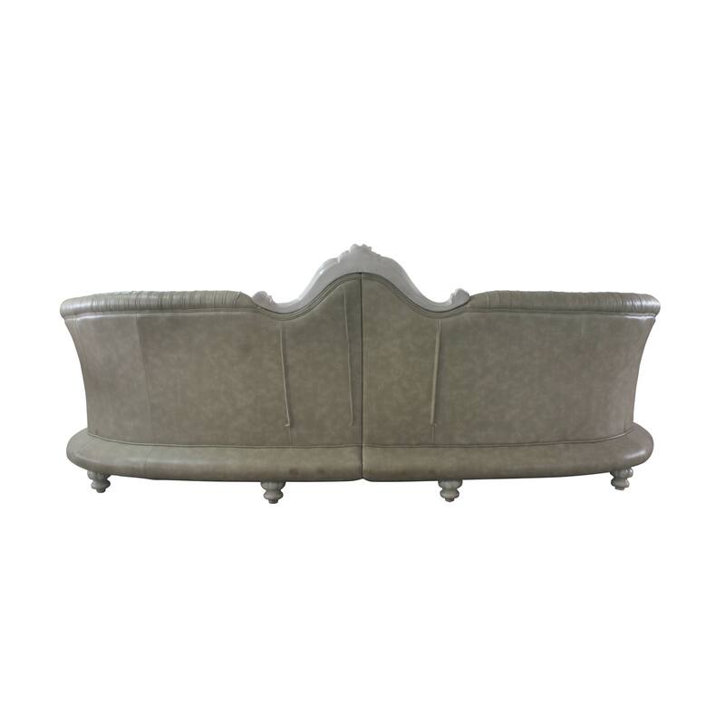 Adison Vintage Bone White Button-Tufted Sofa with Nailhead Trim