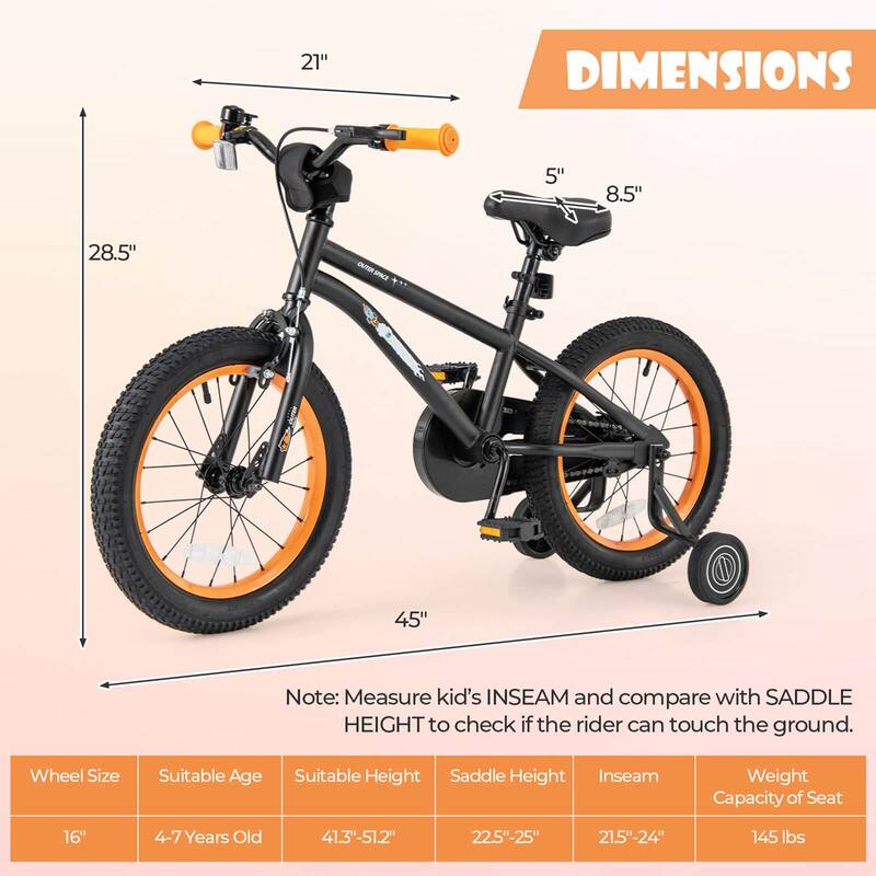 Costway 14/16/18-Inch Kid’s Bike for 4-7 Years Old with Adjustable - See Details