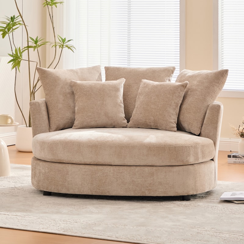 55.1" W Accent Barrel Chair,Modern Oversized Sofa Chair with 5 Pillows