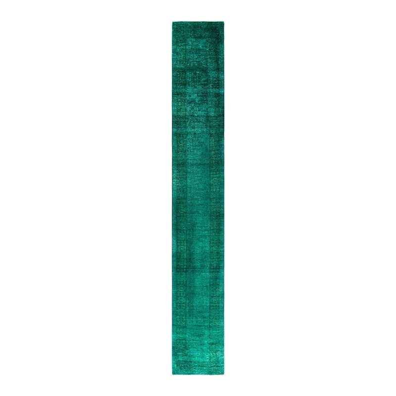 Contemporary Overdyed Wool Hand Knotted Runner - 2' 6" x 17' 5"