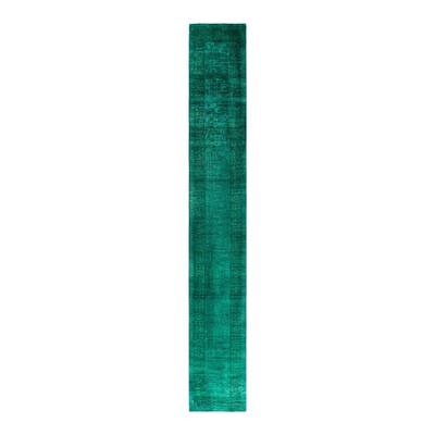 Contemporary Overdyed Wool Hand Knotted Runner - 2' 6" x 17' 5"