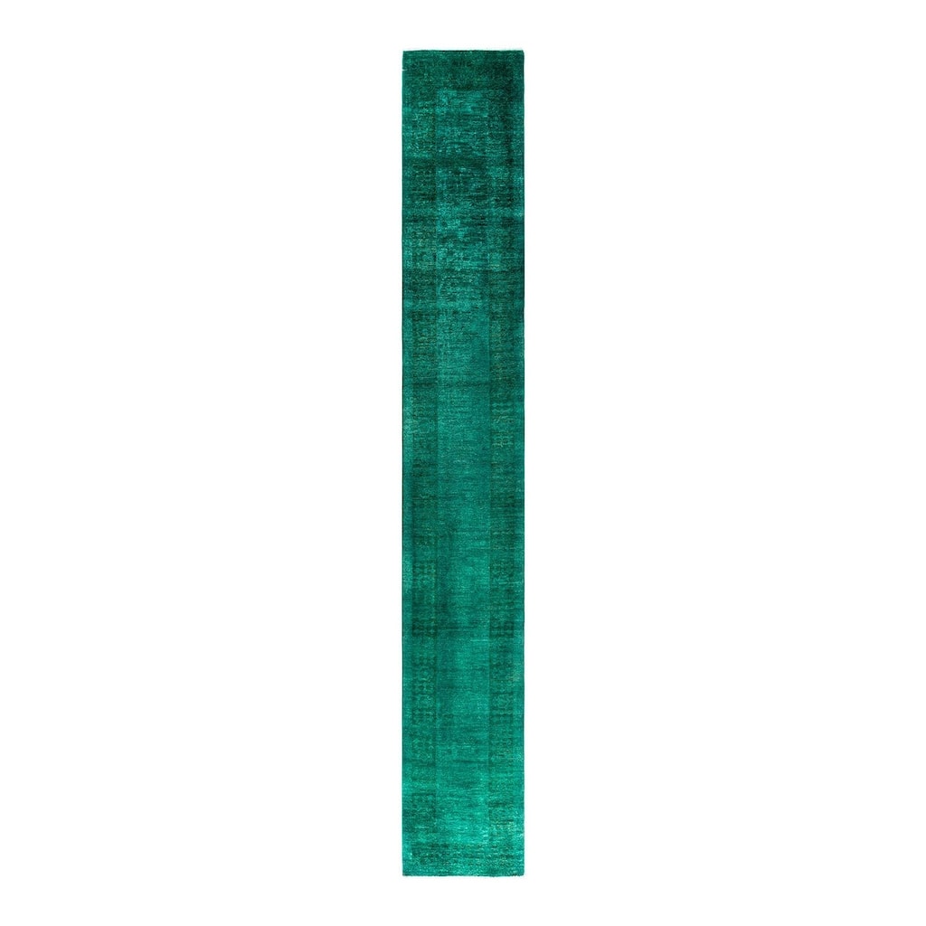 Contemporary Overdyed Wool Hand Knotted Runner - 2' 6" x 17' 5"
