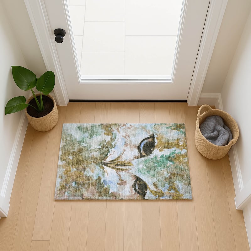 Machine Washable Indoor/ Outdoor Modern Owl Chantille Rug
