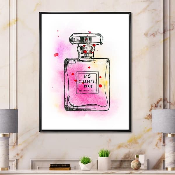 pink chanel perfume framed picture