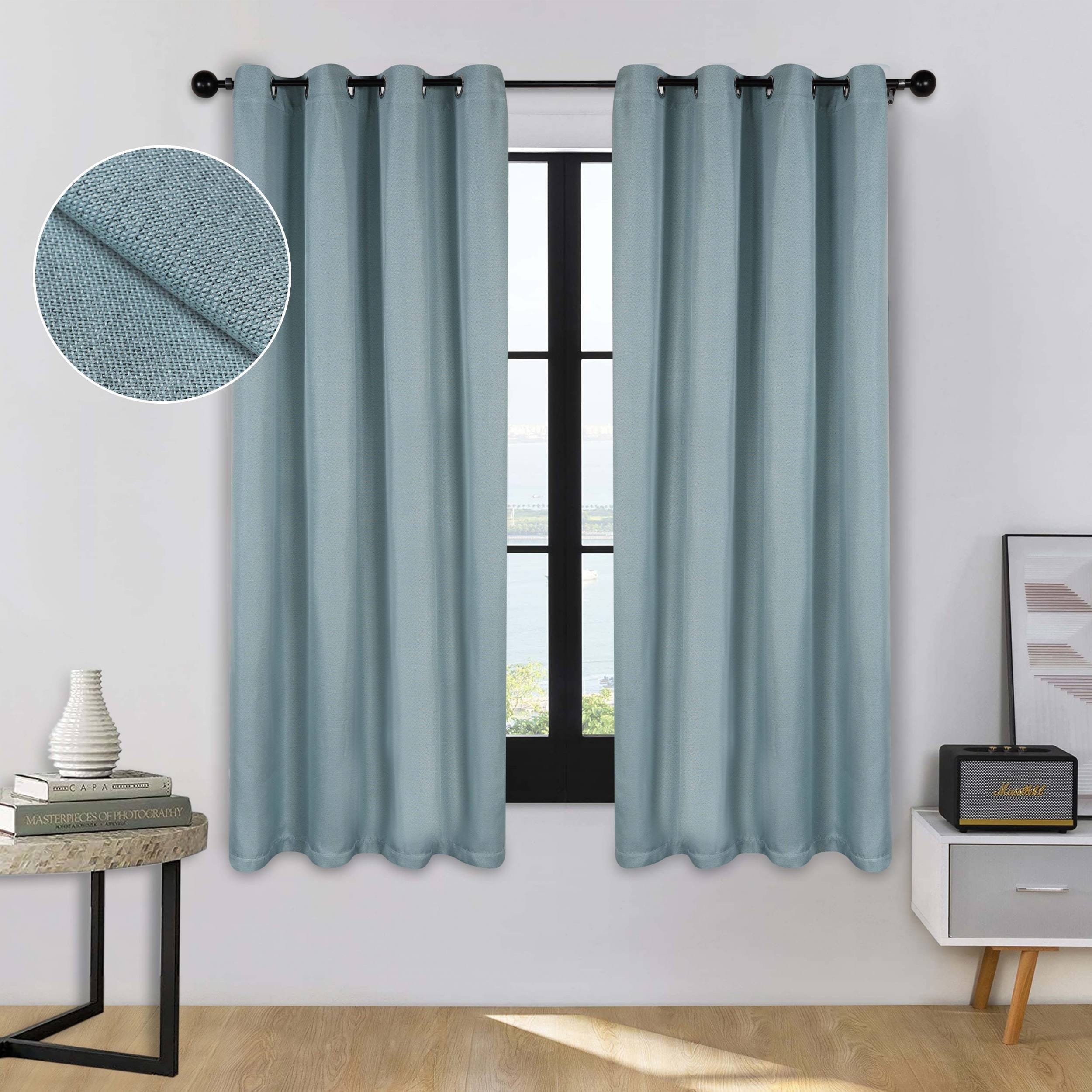 Superior Linen Washable Room Darkening Curtains, Set of 2 Panels