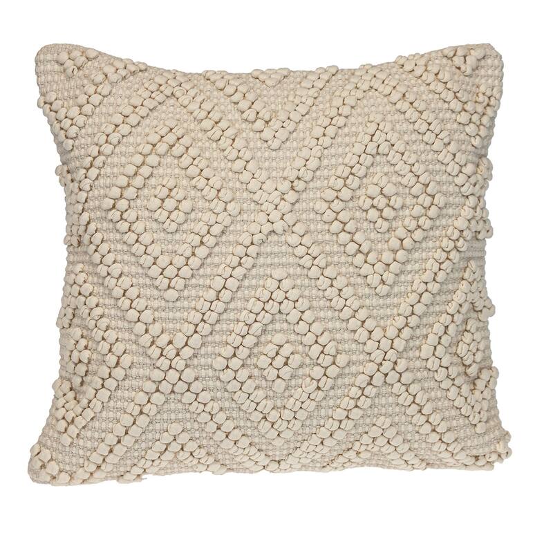 HomeRoots 20" Off White Geometric Cotton Throw Pillow