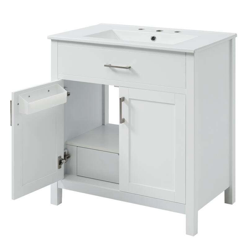Anmytek 30 Inch Bathroom Vanity with Ceramic Sink and Ample Storage for Small Bathrooms