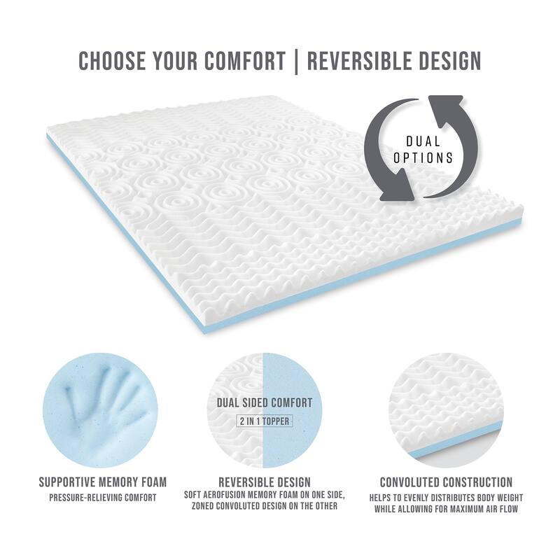 Bodipedic Reversible Dual Sided Memory Foam Mattress Topper