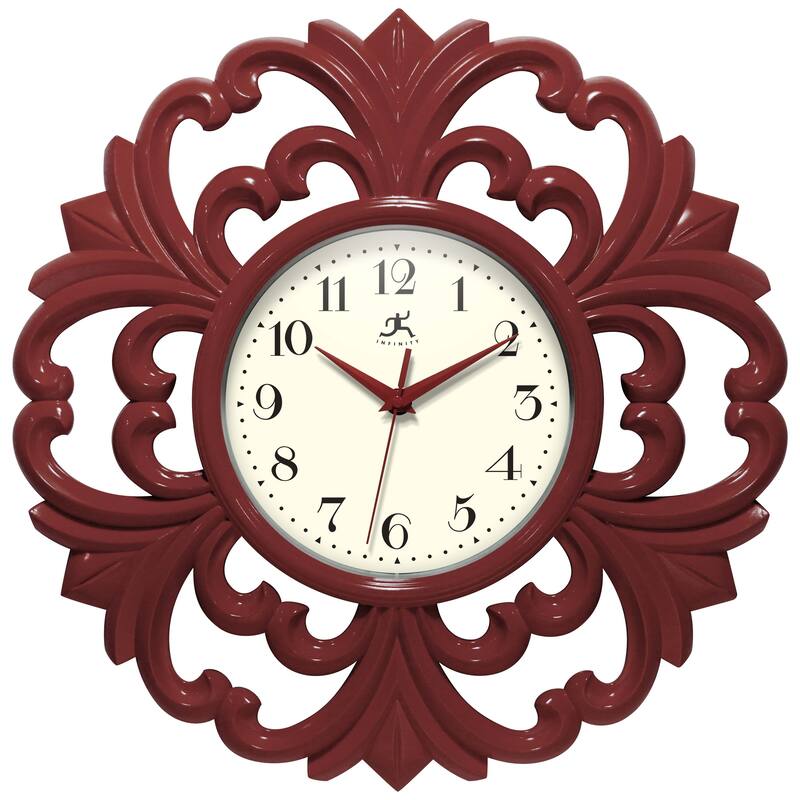 Wisteria 15.5" Wall Clock - 15.5 in. - Red