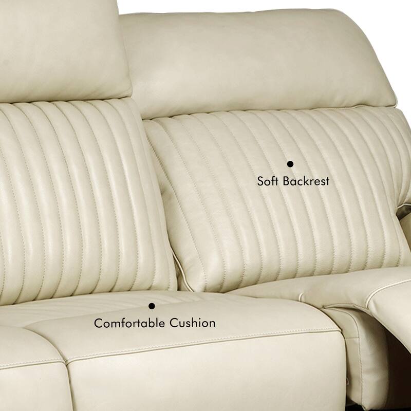 Genuine Leather Reclining Loveseat with Triple Power Adjustable Headrest, Lumbar Support, Zero Gravity, USB & USB-C Ports