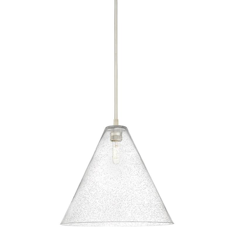 Innovations Lighting 434-1S-15-16 Crown Point Pendant Cone Crown Point - Polished Nickel / Seedy