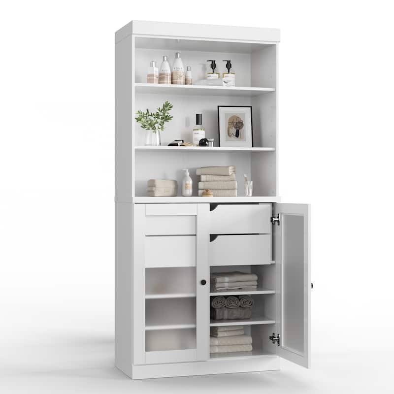 100% Solid Wood 32" Bathroom Cabinet with Optional Doors, 2-Drawers by Palace Imports