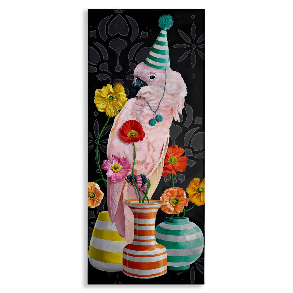 Stupell Cockatoo & Striped Vases Canvas Wall Art Design By Heather Gauthier