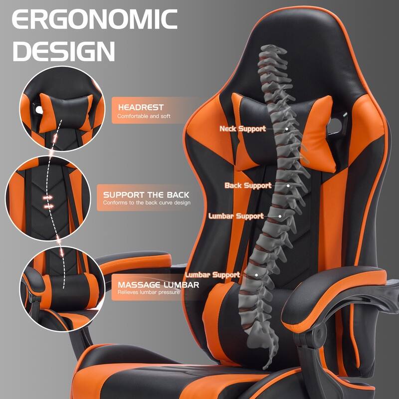 Adults with Footrest Swivel Video Game Chair