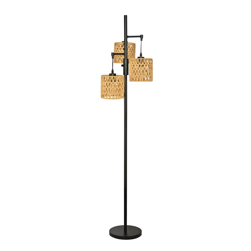 3 Light Standing Lamp Rattan Boho Tree Floor Lamps
