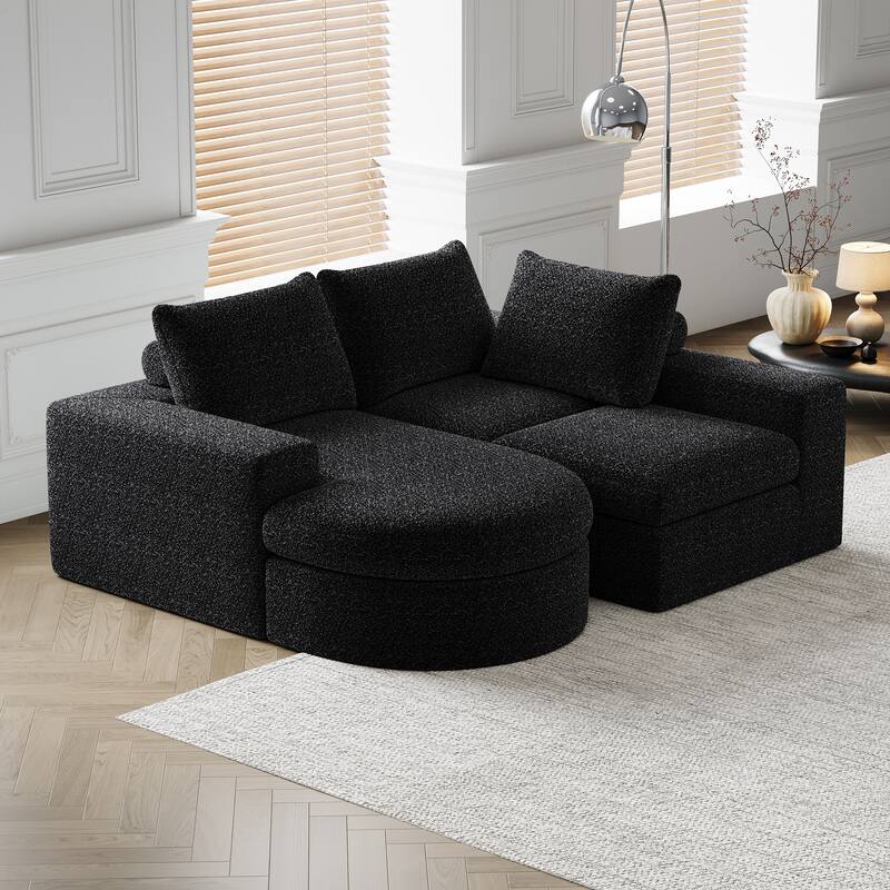 99-Inch Chenille Cloud Curved Sectional Sofa with Chaise, L-Shaped Modern Boneless Couch with Deep Seats,Sectional Sofa