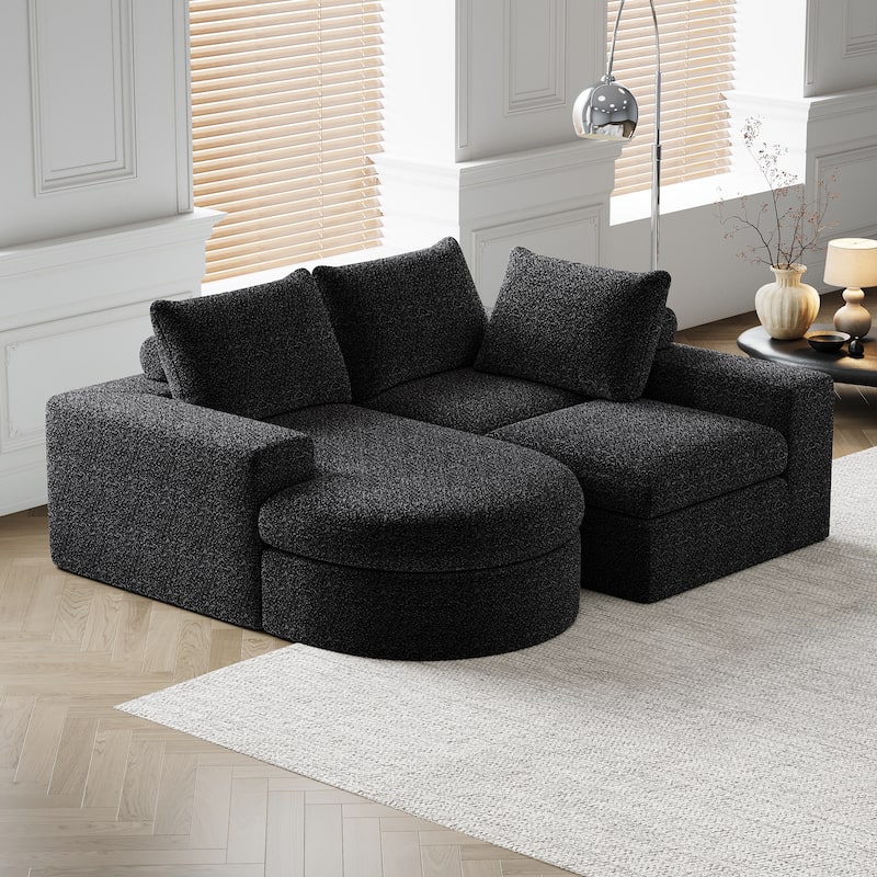 Roomfitters 99" Modern Chenille Cloud Curved Sectional Sofa with Chaise, L-Shaped Couch, for Living Room or Apartment