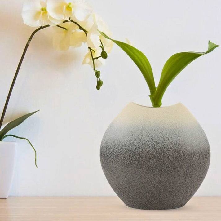 Gray Ceramic Decorative Vases, Modern Minimalist Set of Two Pieces