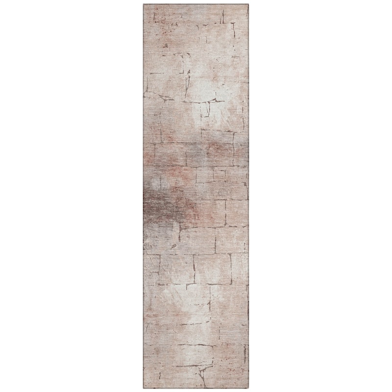 Machine Washable Indoor/Outdoor Vintage Bricks Chantille Rug