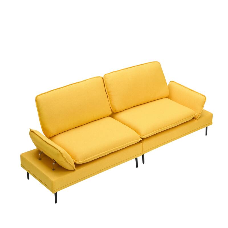 89-inch Yellow Polyester Blend Sofa for Apartment and Office