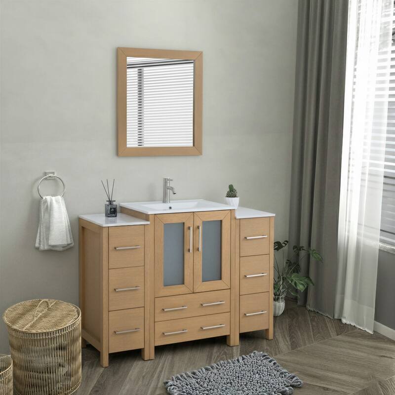 Vanity Art 48 in. Single Sink Bathroom Vanity with Top and Mirror - 48 X 18.1 X 35.8