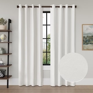 Linen Texture 100% Blackout Grommet Curtain Pair(2 panels)