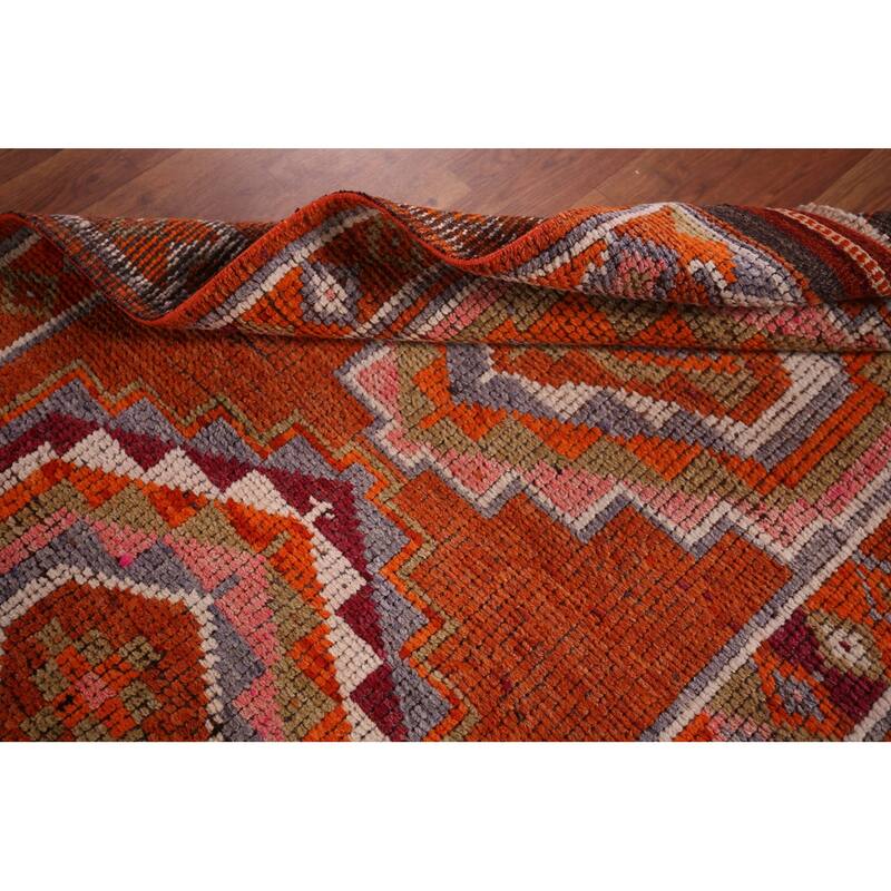 Oushak Turkish Vintage Runner Rug Hand-Knotted Foyer Wool Carpet - 2'11"x 12'10"
