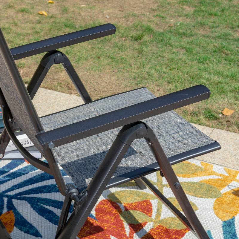 7-Piece Patio Dining Set of Foldable & 7-Angle Adjustable Padded Patio Dining Chairs and 3 Kinds of Patio Tables