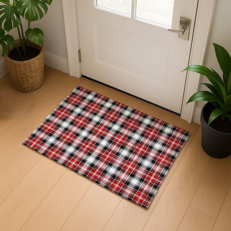 Premium Washable Super Soft Christmas Plaid Mayfield Rug - Black - 1'8" x 2'6"
