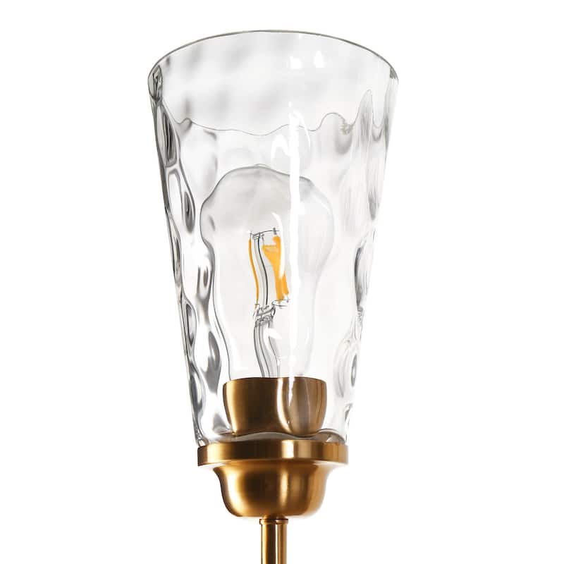 Modern Gold 6-Light 54-IN Linear Chandelier Glass Kitchen Island Lights for Dining Room - W 54" x H 22.4"