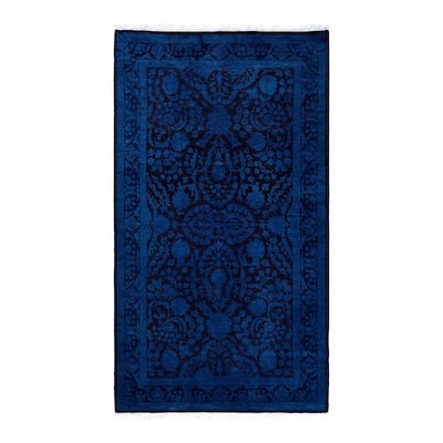 Fine Vibrance One-of-a-Kind Hand-Knotted Area Rug - Blue, 3' 1" x 5' 5" - 3' 1" x 5' 5"