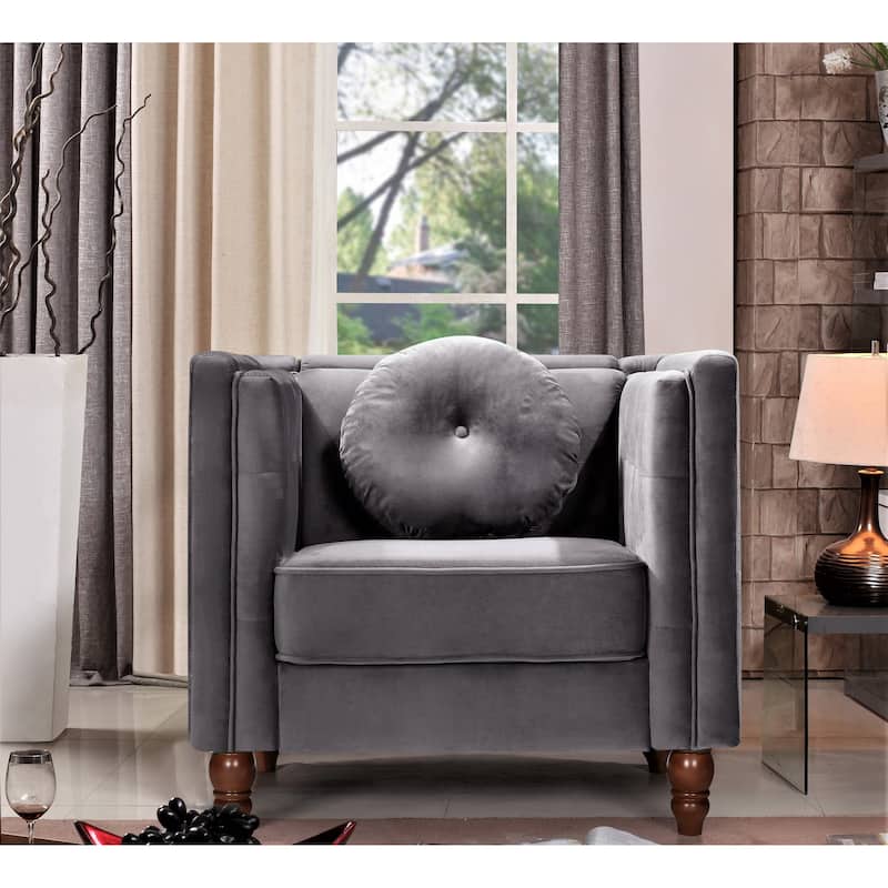Roberta Velvet Armchair - Grey