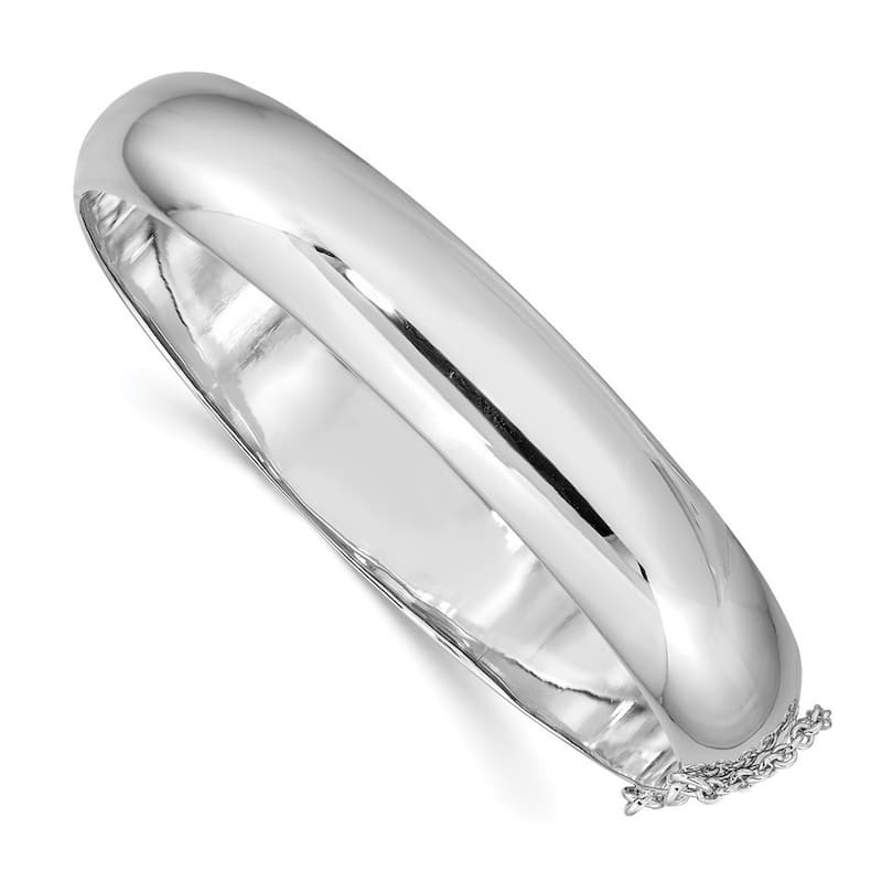 Curata 925 Sterling Silver 7.5" 12mm High Polish Hinged Bangle Bracelet