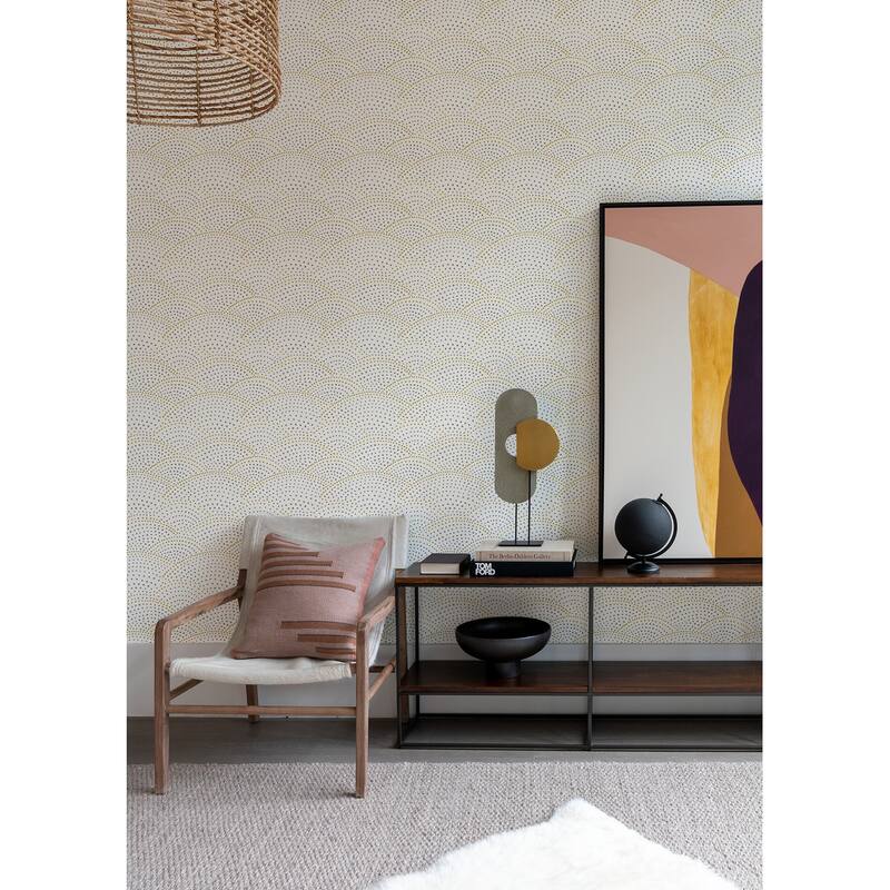 A-Street Prints Bennett Grey Dotted Scallop Wallpaper