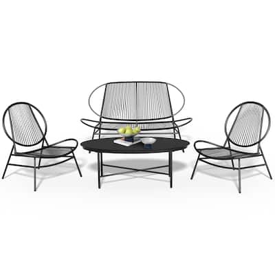 4-Piece or 2-Piece PE Rattan Patio Conversation Set