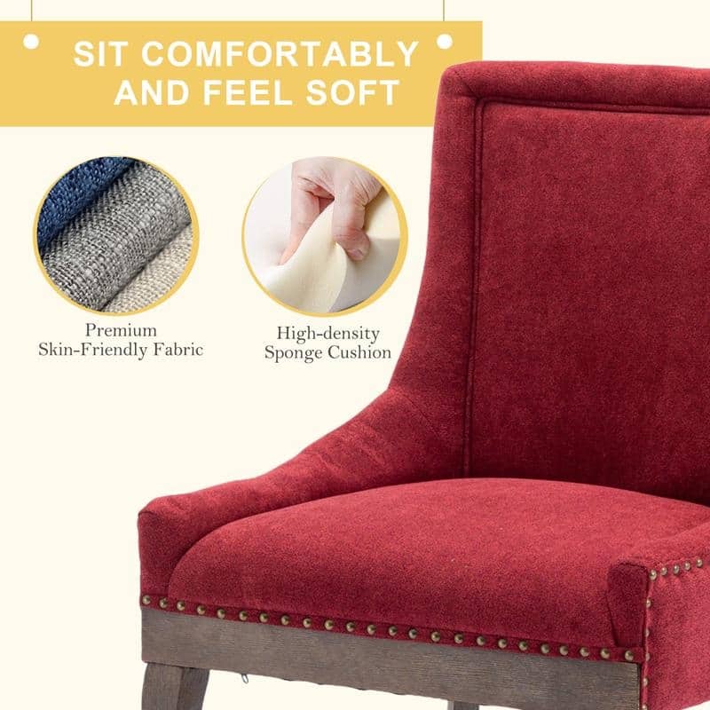 Thickened Side Dining Chair with Solid Wood Legs Set of 4