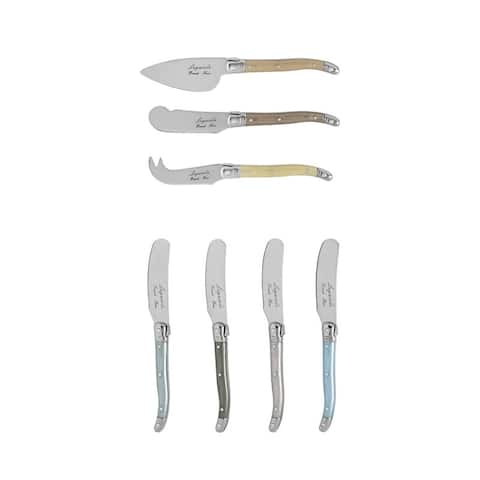 French Home Laguiole 7-Piece Mother of Pearl Cheese Knife and Spreader Set
