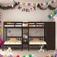 preview thumbnail 2 of 10, Minimalist Design Full-Over-Twin-Twin Bunk Bed with 3 drawers,Shelves, Wardrobe and Mirror,Store Books,Display Decorations